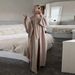Modest Abaya Dress/Muslim Dress Women Elegant Muslim Abaya Dress With Open Front Design - Modest Long Sleeve Maxi Dress ,Pure Color, S-XXL_ecoleips.com