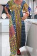2024 Summer New Cross-Border European And American Print Round Neck Short Sleeve Elegant Dress Women's Fashion_ecoleips.com