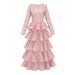 Women's Clothing Women's Sweet Rose Cake Dress Ball Gown Heavy Duty Polyester For Formal & Casual For Women_ecoleips.com