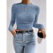 Wholesale Of Long-Sleeved Checkered Round Women's T-Shirts And Pleated Tops For Autumn And Winter Fashion, Slimming And_ecoleips.com