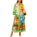 2026 Spring New Women's Clothing European And American Cross-Border Casual Lantern Sleeve Belted Printed Cardigan Dress_ecoleips.com