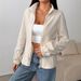 AD755 Women's New Autumn/Winter Solid Color Slim Fit Zipper Cardigan Fleece Jacket Casual Sweatshirt_ecoleips.com