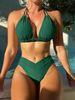 New Sexy Bikini Nylon Solid Color Swimsuit Fashion Ladies Split Swimsuit Bikini_ecoleips.com