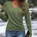 Women's V Neck Long Sleeve Knit Sweater Solid Color Crossover Design_ecoleips.com