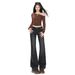 American Retro Style|Heavy-duty Washed Frayed Denim|Slim-fit Stretch Straight-leg Women's Jeans_ecoleips.com