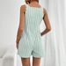 Women's Sleeveless Stripe Jumpsuit Shorts, Summer Casual Denim Look Romper With Adjustable Straps_ecoleips.com
