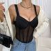 Lace Camisole Push Up Fishbone Bra See Through Mesh Wrap Corset Underwire Waist For Women Hot Girl_ecoleips.com