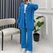 Women's Clothing Autumn And Winter Wool Solid Color Cardigan Jacket Fashion Loose Pants Set_ecoleips.com
