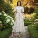 Women's Clothing Elegant Women's Cross-Breasted Heavy-Duty Party Dress Short-Sleeved Summer Autumn Lantern Style Single Spot Design High Quality_ecoleips.com
