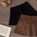 Sexy Suede Solid Color Midi Skirt for Women Anti-Exposure Slimming Pleated Mini Skirt for Autumn Winter Versatile Niche_ecoleips.com