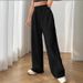 Women's Linen Cotton Wide Leg Pants With Pockets, High Waist Elastic Band, Loose Fit Casual Streetwear (Black, Khaki, S-Xxl)_ecoleips.com