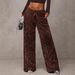 Glitter Wide Leg Pants With Drawstring - Stretchy High Waisted Trousers For Women, Trendy Casual & Party Wear_ecoleips.com