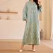 Women's Clothing Modest Abaya Dress Elegant V-Neck Embroidered Abaya Dress In Light Green – Modest Long Sleeve Muslim Gown (Middle Eastern Style)_ecoleips.com