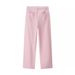 Summer Women's High Waist Straight Leg Pants With Rhinestone Decor - Trendy Streetwear Casual Trousers For Women, Pink (S/M/L)_ecoleips.com