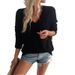 Autumn/Winter Tops & Women's Wear: Loose-Fitting Casual V-Neck Long-Sleeve Knit Sweater_ecoleips.com