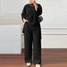 New Women's Long Sleeve Tops Wide Leg Pants Solid Color Casual Sportswear Two Piece Set_ecoleips.com