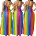 2018 European And American Cross-border E-commerce Women's Clothing: Rainbow Tie-dye Bohemian Floor-length_ecoleips.com