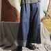 Yierfei Original 2023 Autumn Winter Denim Elastic Waist Loose Wide-Leg Color-Block Black Hand-Stitched Long Pants_ecoleips.com
