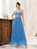 Women's Clothing Sexy Mesh Sling Dress Cocktail Dress Blue Bridesmaid Dress_ecoleips.com