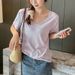 2026 New Loose V-Neck Front Shoulder Short Sleeve T-Shirt Women's Summer Large Size T-Shirt Premium Sense Clothes Belly Cover T-Shirt_ecoleips.com