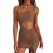 Women's Fashion Bodycon Dress Spliced Design With Adjustable Tie‑Up Detail Slimming Fit_ecoleips.com