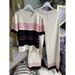 Women's Clothing Casual Suit For Women, Simple And Versatile, Round Neck Short Sleeved Striped Knitted Top + High Waist Wide Leg Pants Two Piece Suit_ecoleips.com