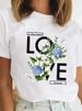 European And American Cross-border Foreign Trade Women's Clothing, Heart-shaped Letter Print Round-neck Short-sleeve_ecoleips.com