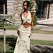 Women's Clothing Women's Sexy V Neck Ruffled Halter Neck Strap Twisted Long Dress Two Piece Set Style Hot Selling_ecoleips.com