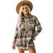 Verve 2025 Women's Tops Autumn Winter New Turn-down Collar Long Sleeve Pocket Casual Plaid Shirt_ecoleips.com