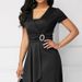 K Ladies' Elegant And Sexy Asymmetrical V-neck Women's High Waist Mid Length Dress Solid Color Evening Gown_ecoleips.com