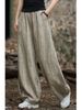 Suitable For All Seasons Brand Gray French Yarn-Dyed Loose Wide-Leg Ramie Vintage Cotton Linen Long Women Lantern Pants_ecoleips.com