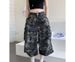 American Style Seven Quarter Jeans For Women New High Waisted Loose Fit Slimming Camouflage Wide Straight Leg_ecoleips.com