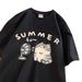 Women's Oversized Cartoon Short Sleeve T-Shirt Loose Fit Versatile Top Niche American Style New Design_ecoleips.com