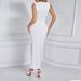 2024 European And American Summer Sexy Fashion Round Neck Dre, New Cro-Border Pleated Bodycon Slim Fit Slit Long_ecoleips.com
