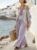 Women's Summer Wide Leg Pants Set Loose Fashion Casual Top And Bottoms Retro Elegant Purple Literary Style Clothing_ecoleips.com