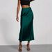 Luxury Satin High-Waist Midi Skirt - Elegant Bodycon Pencil Skirt With Metallic Sheen, Office To Evening Slim Fit Stretch-Free Polyester_ecoleips.com