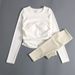 New Yoga Suit Women's Suit With Chest Pad Tight Bottom Shirt Pleated Slimming Running Fitness Top Long Sleeve_ecoleips.com