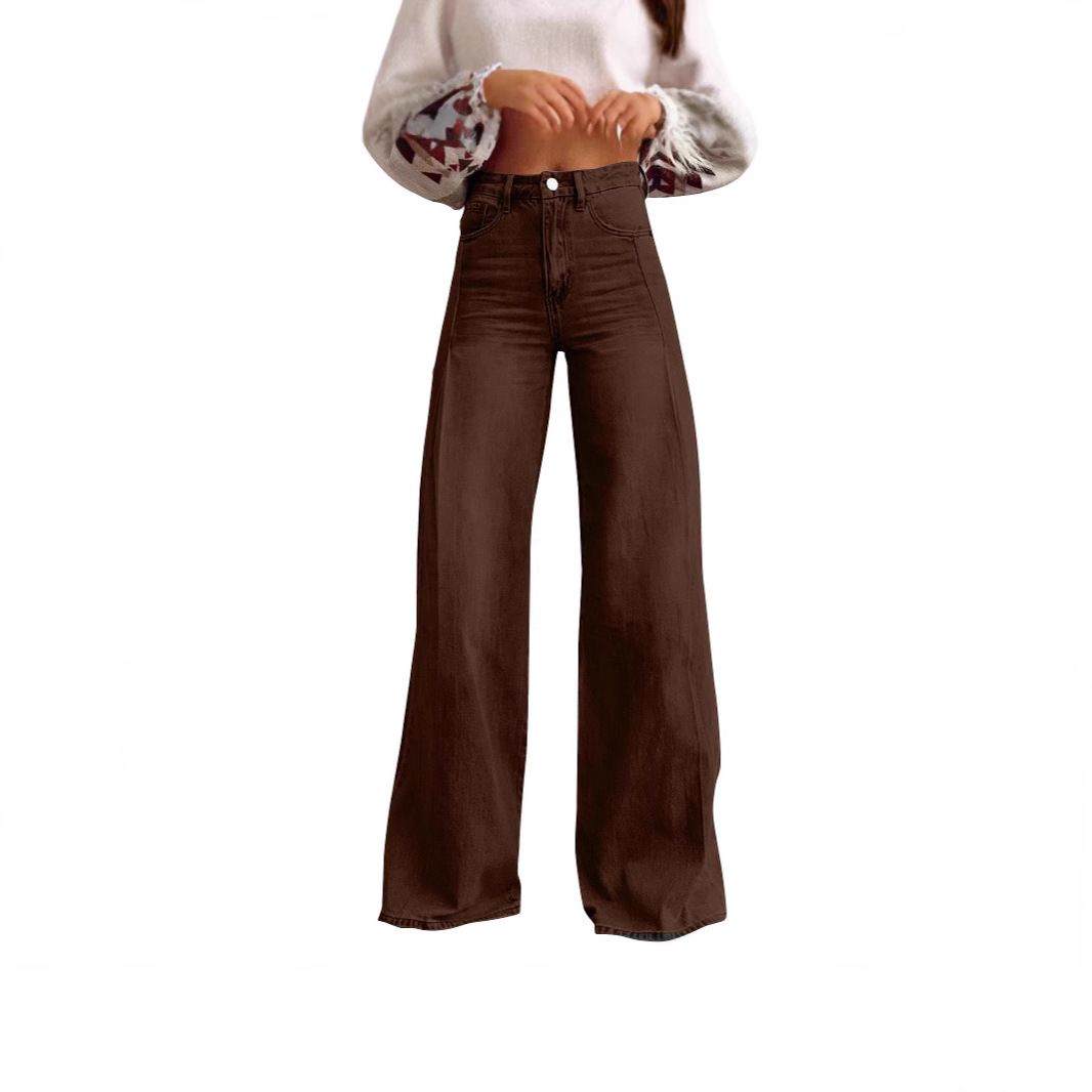 Retro High-Waisted Wide-Leg Jeans – Vintage Washed Denim Pants For Women (Light Blue/Deep Blue/Brown, S-3XL)_ecoleips.com