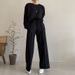 Women's Clothing Early Spring Lazy Loose Sweater High Waist Cover Meat Casual Wide Leg Pants Suit For Women_ecoleips.com