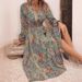 2023 European And American Cross-Border Independent Station Women's Autumn Winter New Elegant V-Neck Printed Long_ecoleips.com