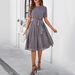 Women's Clothing Spring And Summer Temperament Leisure Polka Dot Lace Up Printed Dress_ecoleips.com