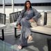 Aria Basics Aria Basics European American Cross-border Women's Fashion Striped Buttoned Bell-sleeve Long-sleeve Shirt And Wide-leg Pants African_ecoleips.com