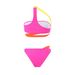 European American Style One Shoulder Color Block Bikini Set High Waisted Swimsuit Sexy Hollow out Two Piece Summer Vacation Swimwear_ecoleips.com