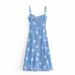 European American Foreign Trade French Retro Girlish Style Vacation Dress With Waist-cinching, Slimming, Tie-dye, Side_ecoleips.com