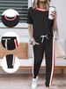 Women's Short Sleeve Top And Pants Set | Crewneck Casual Two-Piece Outfit | Summer Lounge Matching Co-ords_ecoleips.com