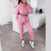 Aria Basics European American Women's Clothing Autumn And Winter Fleece-Lined Hooded Sweatshirt Casual Two-Piece Set 0006_ecoleips.com