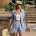 Women's Clothing Women's Casual Two Piece Set Spring Summer Loose Lapel Denim Shirt And Rolled Up Shorts For Formal & Casual For Women_ecoleips.com