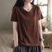 Dopamine Summer Wear: V-Neck Top With Label, Loose Fit, Large Size Perfect For Curvy Women; Features Short Sleeves And_ecoleips.com
