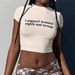 INS European And American T-Shirt For Women Trendy Summer Slim Fit Versatile Hot Girl Slogan Print Round Neck Short_ecoleips.com