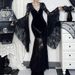 Women's Dark Style Elegant Dress Batwing Sleeve Lace Patchwork Velvet New Arrival Halloween Autumn_ecoleips.com